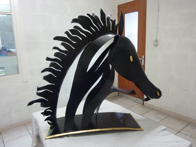 Sculpture Tête de cheval en métal